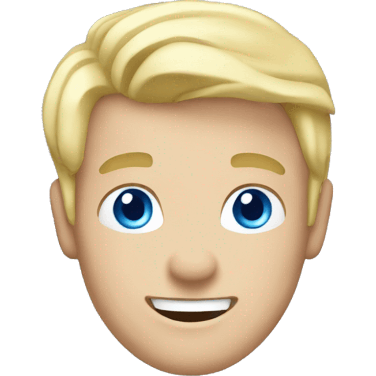 Male with blonde hair and blue eyes waving hand smiling with a Scotland emoji