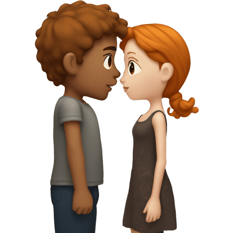 ginger girl kissing brunette boy emoji