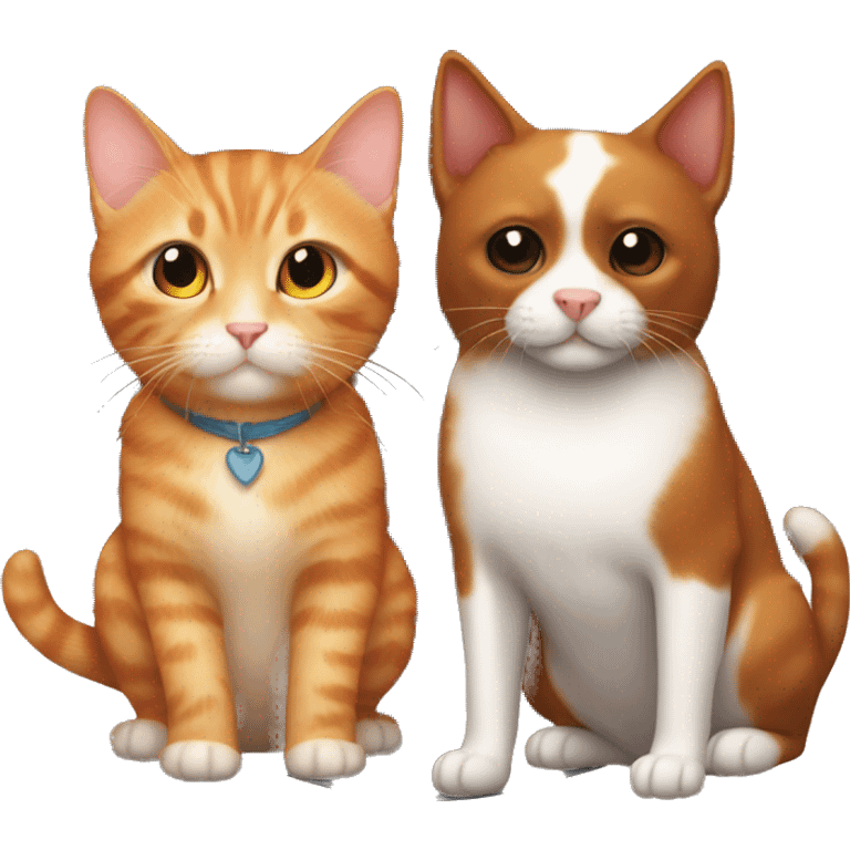 ginger kitty and black dog cute  emoji