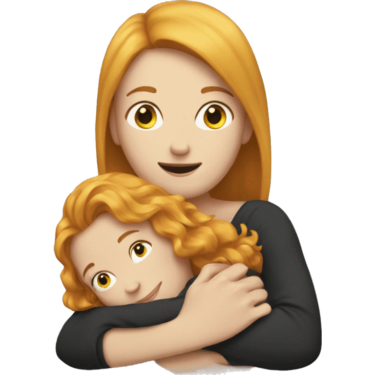 woman ginger hugging woman blonde emoji