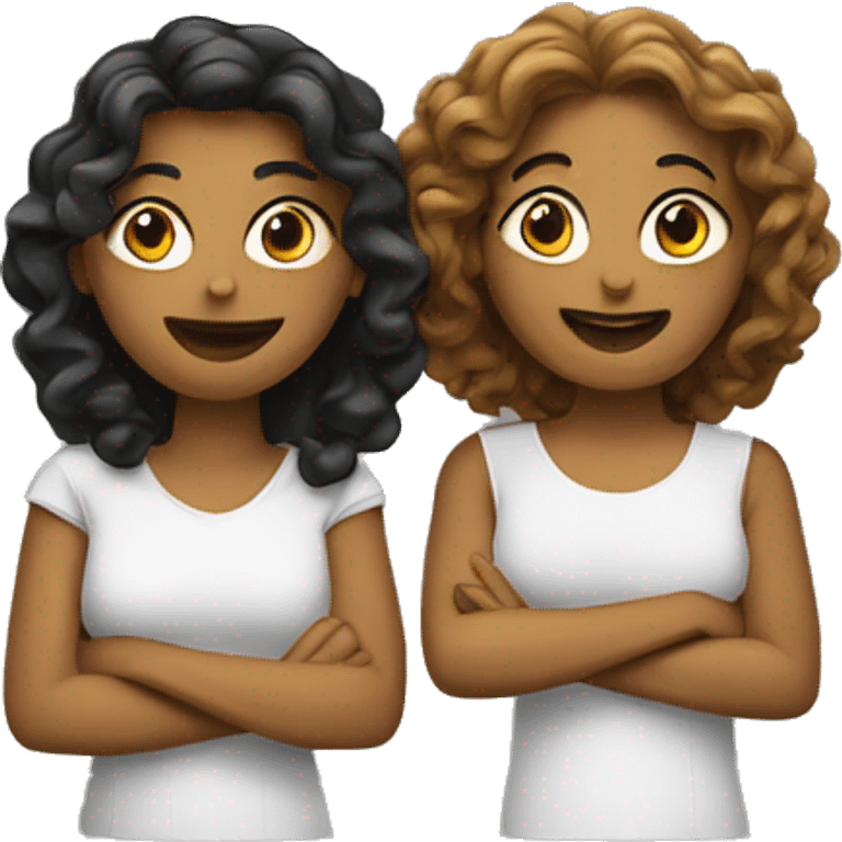 two woman are byin emoji