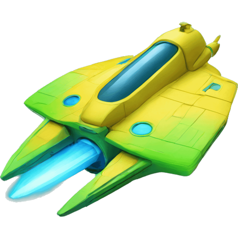 spaceship yellow green blue tone emoji