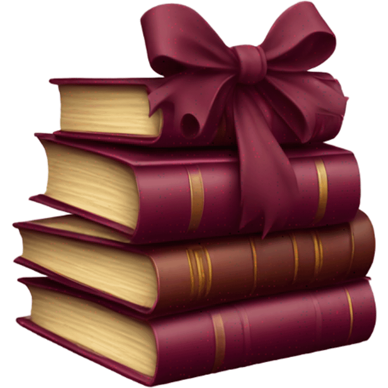 burgundy books stacked up and tied together by a burgundy bow emoji