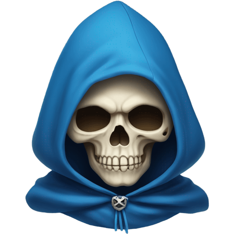 skull wearing blue hood and cloak emoji