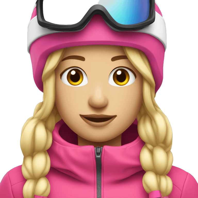 Skier girl with blonde hair and pink gear  emoji