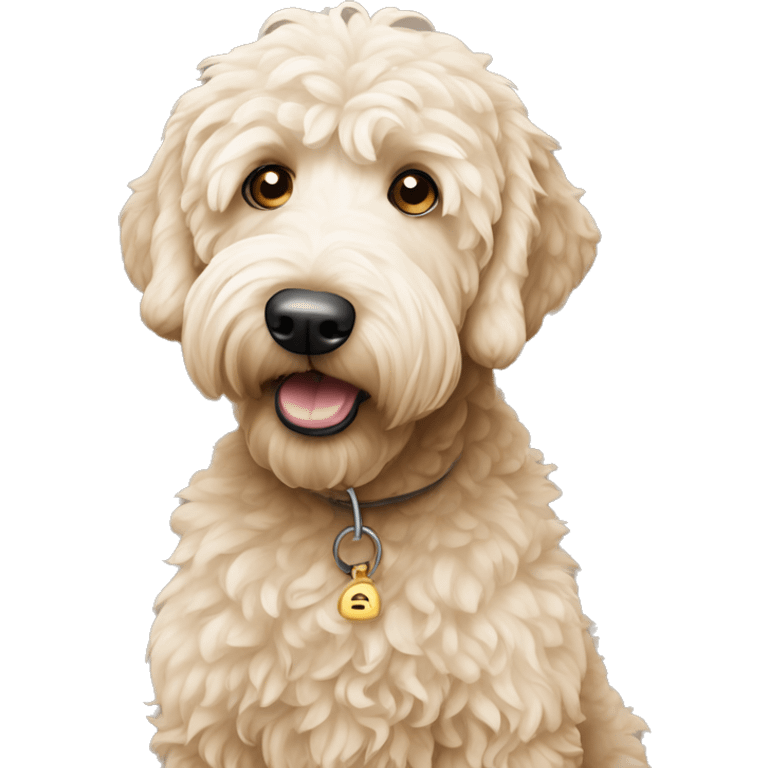 Golden doodle with a confused face  emoji