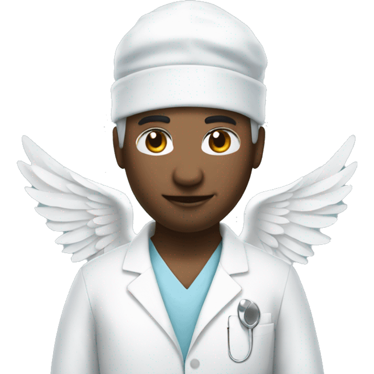 a surgeon dressed as a white swan with wings emoji