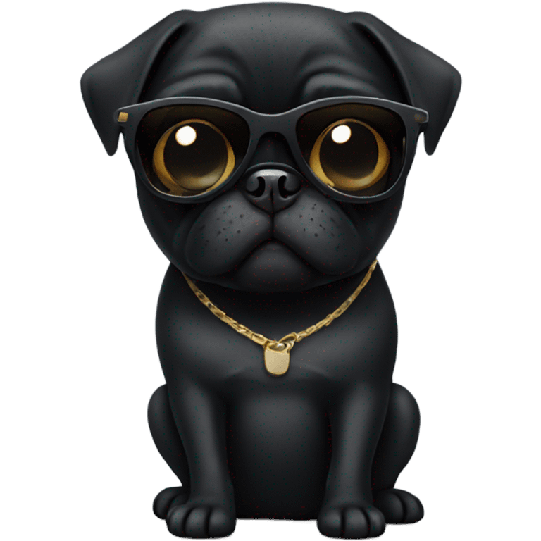 Black pug wearing sunglasses emoji