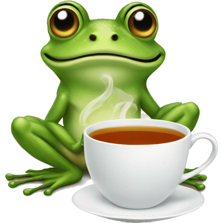 Frog with tea emoji