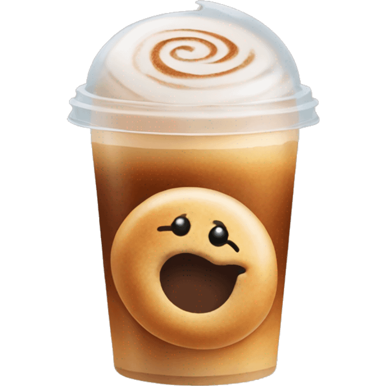 Cinnamon and cappuccino bun in a disposable glass emoji