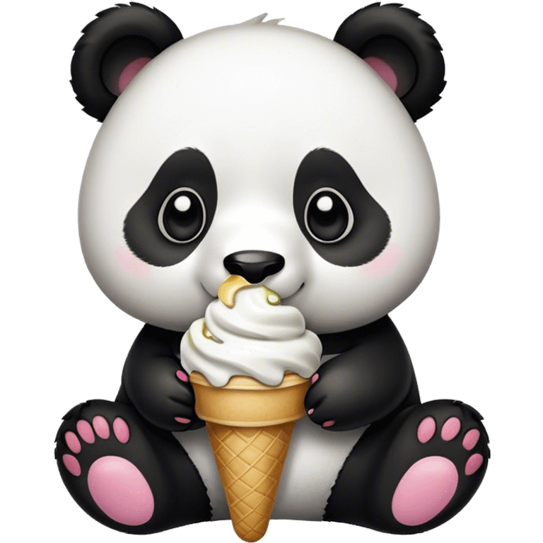 Panda eating ice cream emoji