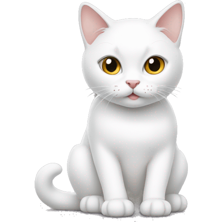 A white cat sitting down emoji