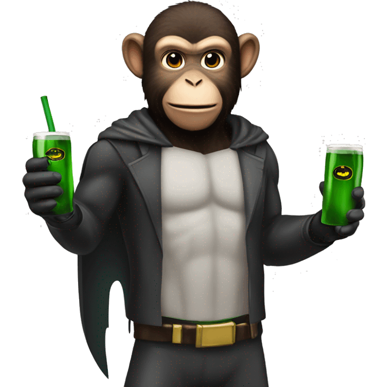 Monkey batman with jägermister in hand emoji