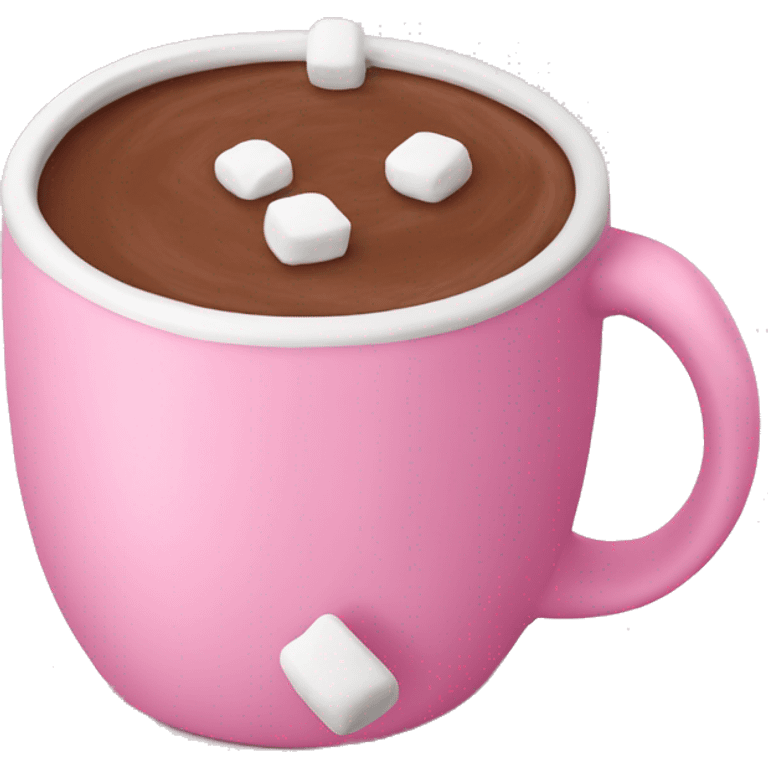 pink mug of hot chocolate with marshmallows  emoji