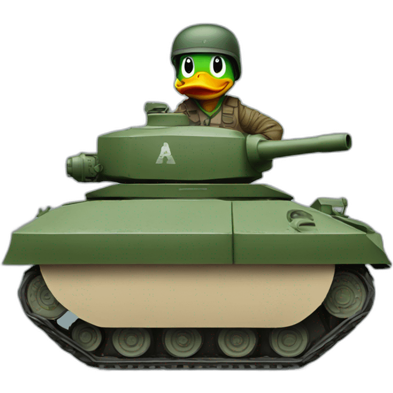 a duck riding a tank emoji