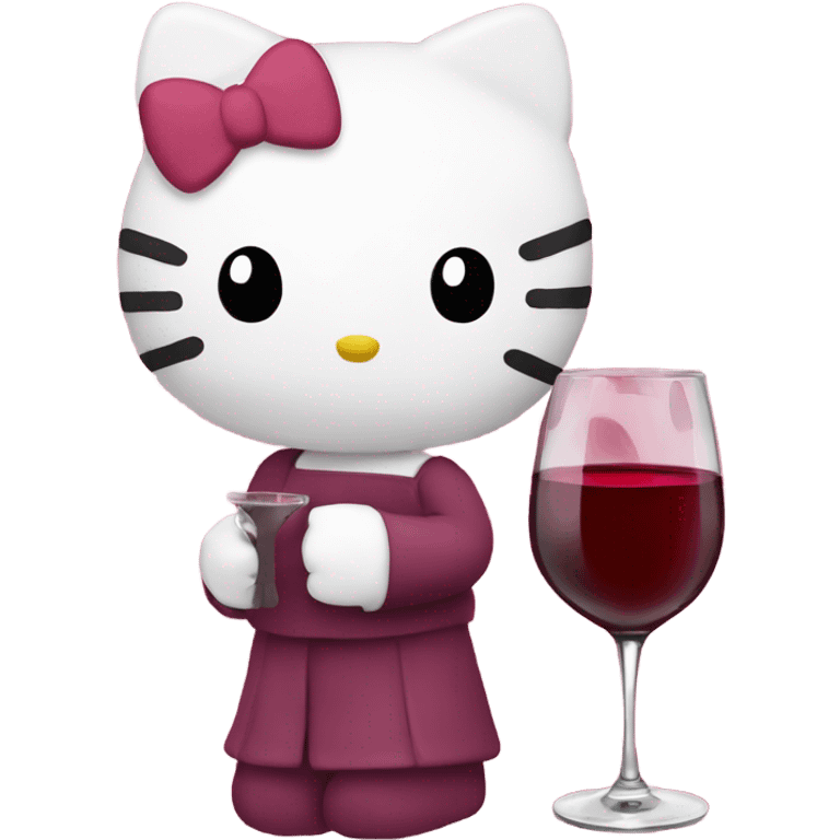 Hello Kitty drinking red wine emoji