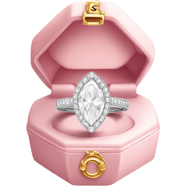 luxury all white diamond ring inside light pink elegance box emoji