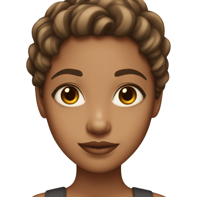 girl with light tan skin and brown eyes and brown hair with light highlights  emoji