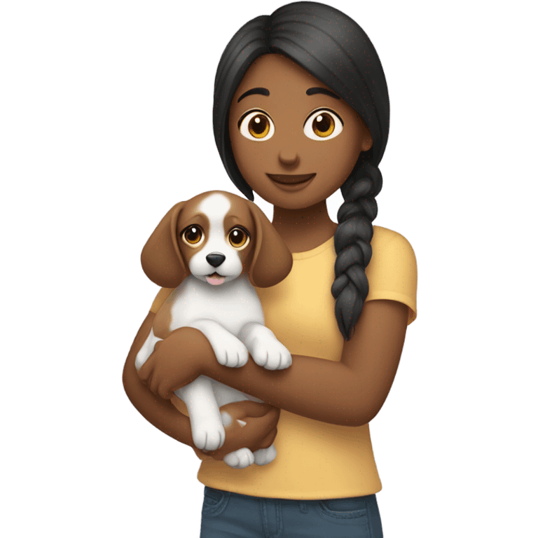 girl holding her dog pet emoji