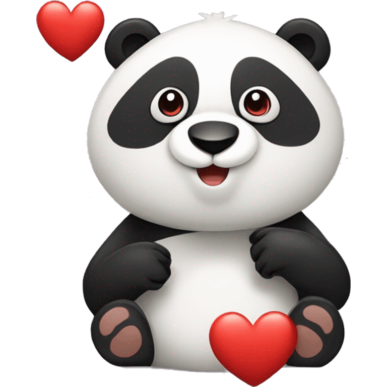 Oso panda con un corazón que diga te amo emoji