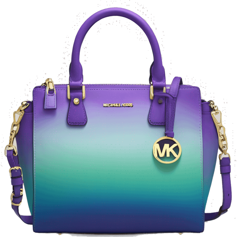 Realistic purple blue green ombre Michael kors satchel purse.  emoji