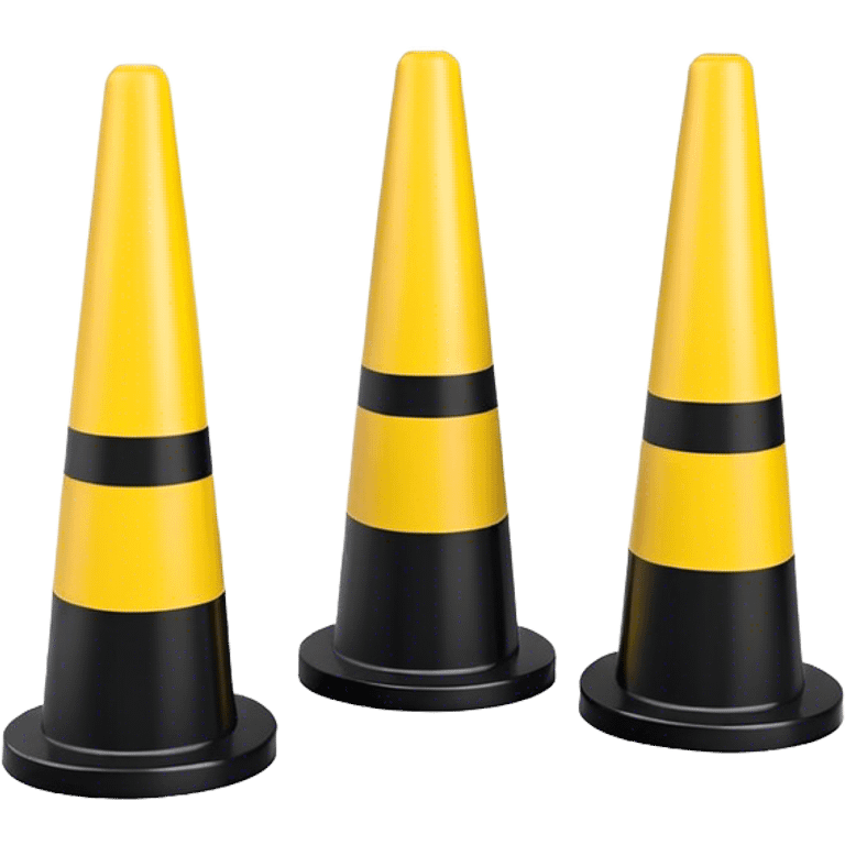 Two conical traffic bollards with a caution tape stretched between them, marking a restricted or blocked area emoji