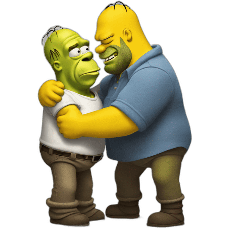 shrek and homer simpson hugs emoji