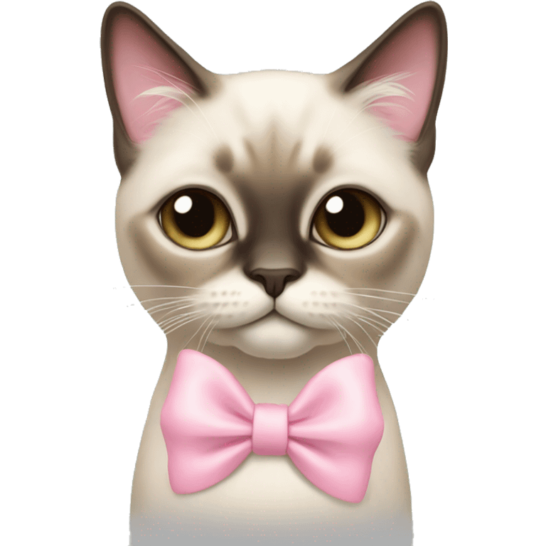 Long hair Siamese cat with pastel pink bow emoji