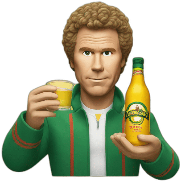 Will Ferrell with a bottle of buckfast emoji