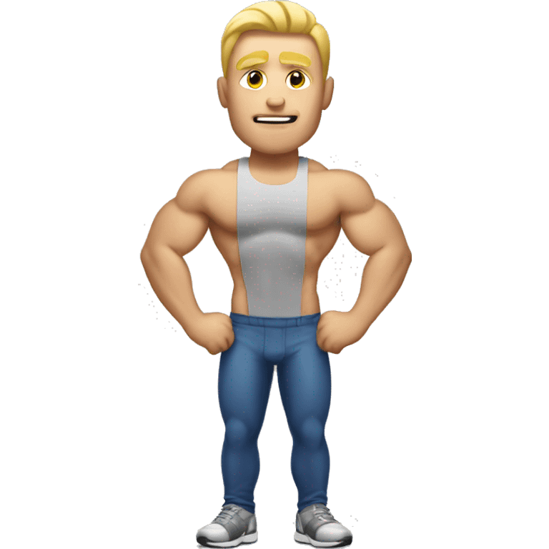 White man with lean body builder muscles emoji