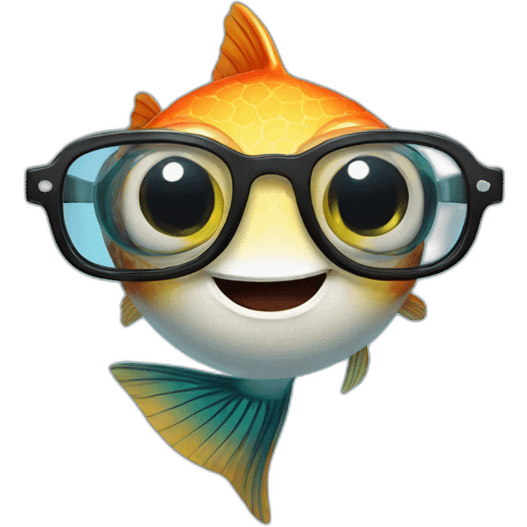 funny fish in glasses emoji