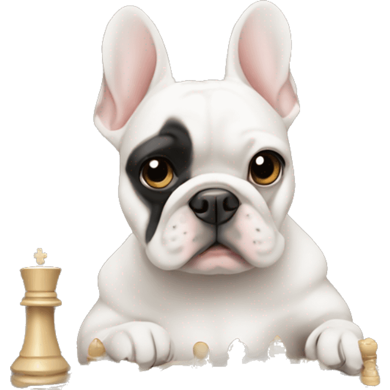 Frenchie playing chess emoji