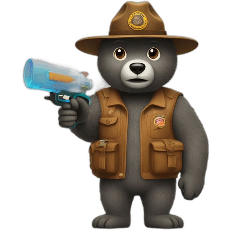 smokey bear with water gun emoji