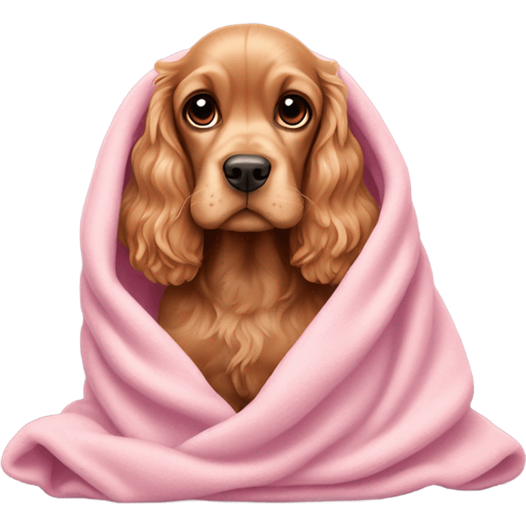 Cocker spaniel in a pink blanket emoji