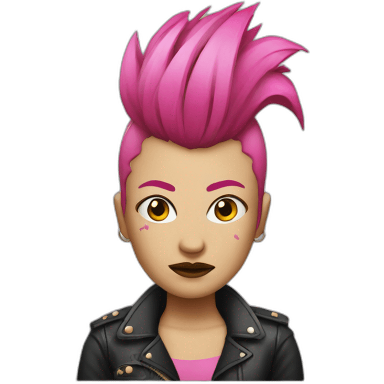 Woman Bruised punk with pink Mohawk emoji