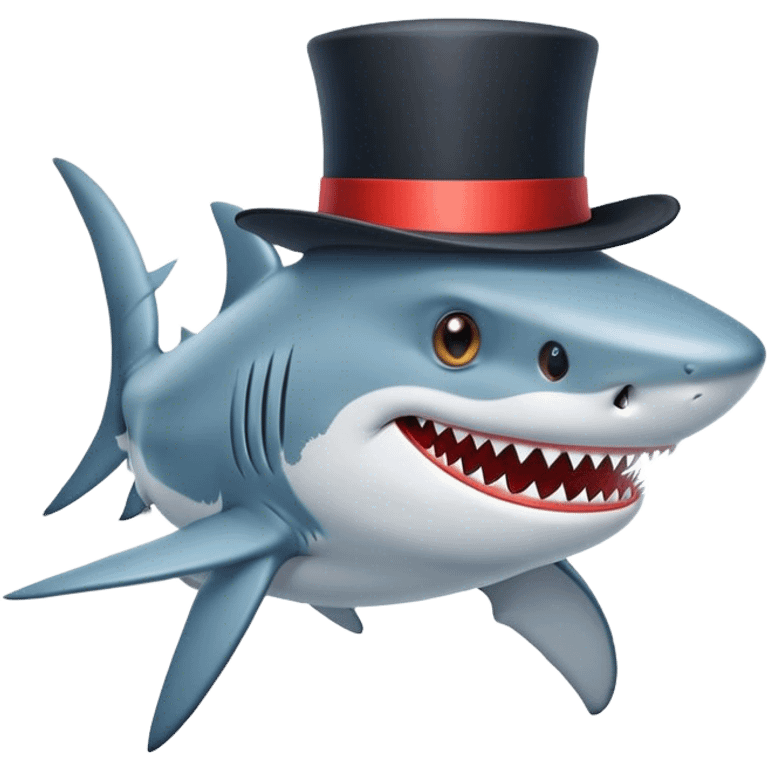 Shark with a top hat emoji