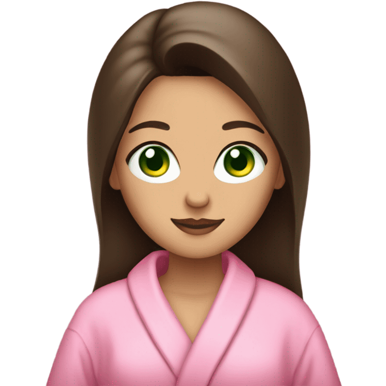 Brunette with green eyes in pink bathrope emoji