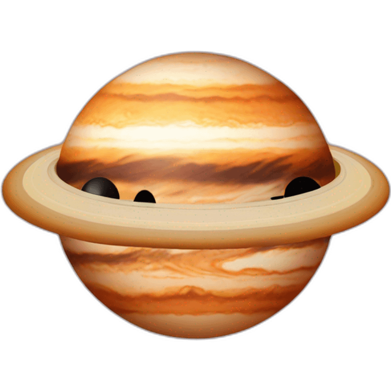 planet jupiter with a thoughtful face emoji