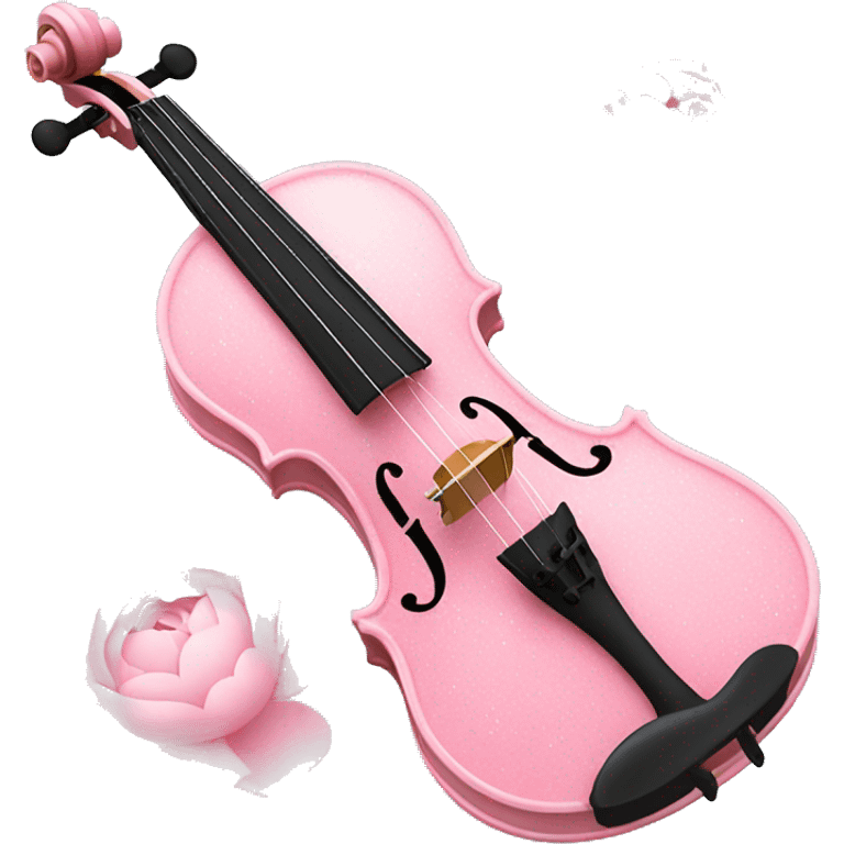 soft pastel pink violin with peonies and glitter emoji