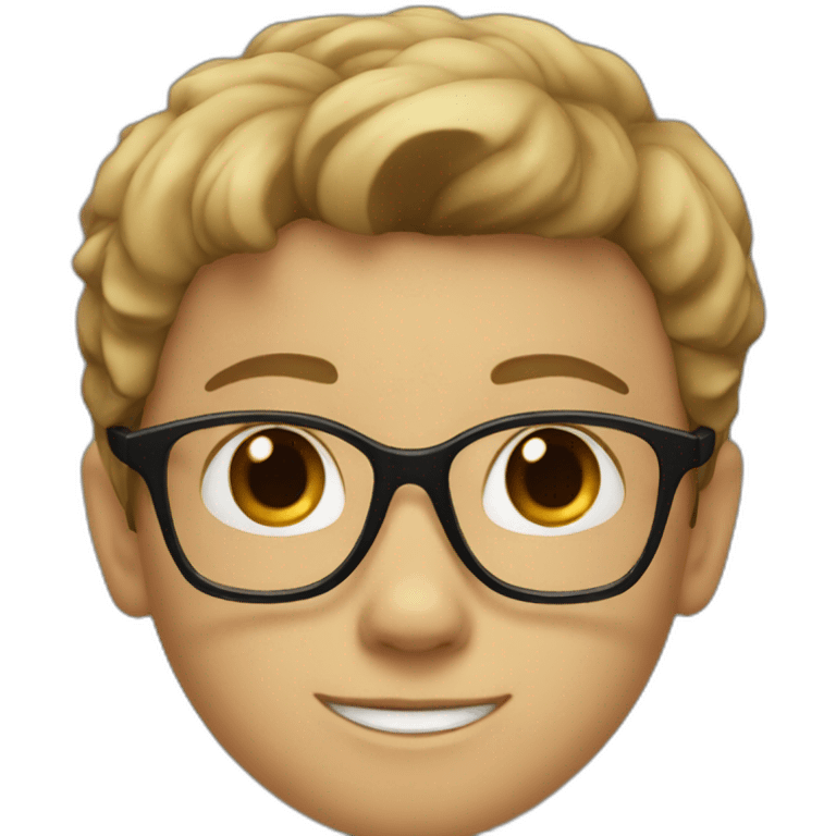 white 8 year old boy with rectangular black glasses and light brown hair emoji