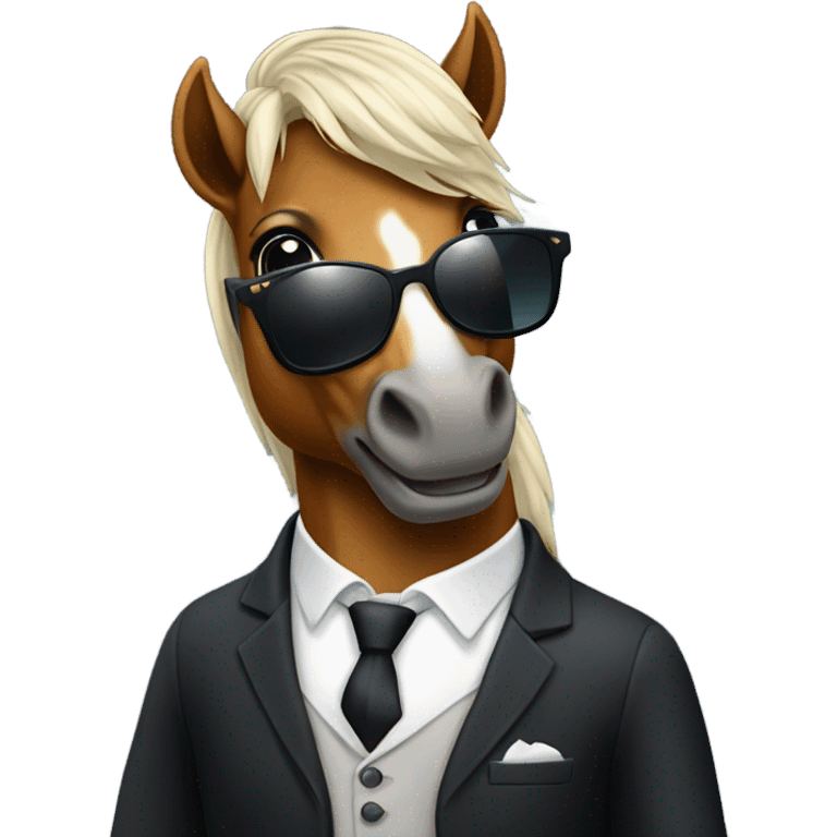 Horse wearing sunglasses and a suit emoji