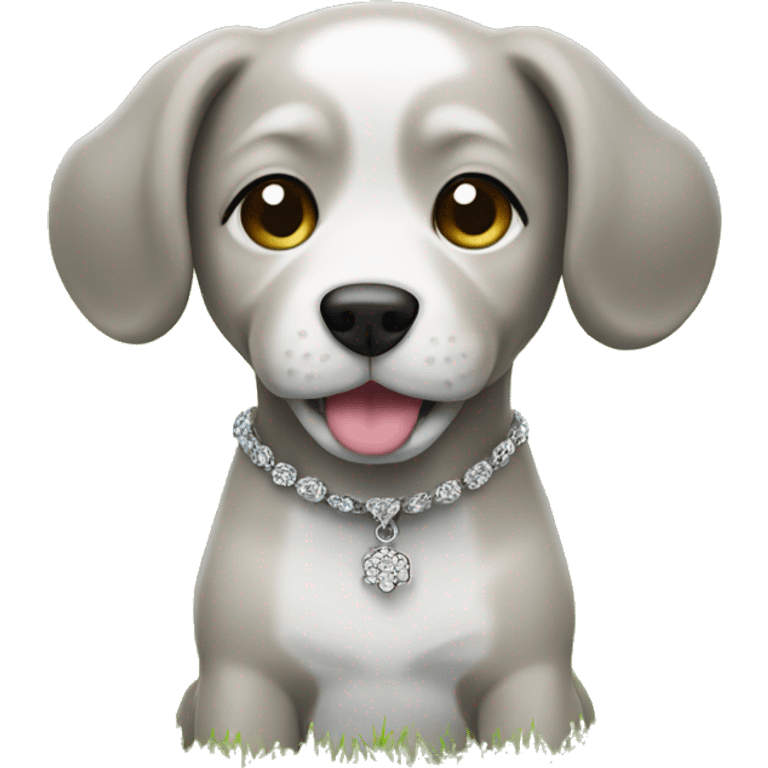 dog jewelry on grass no collar and darker hair emoji