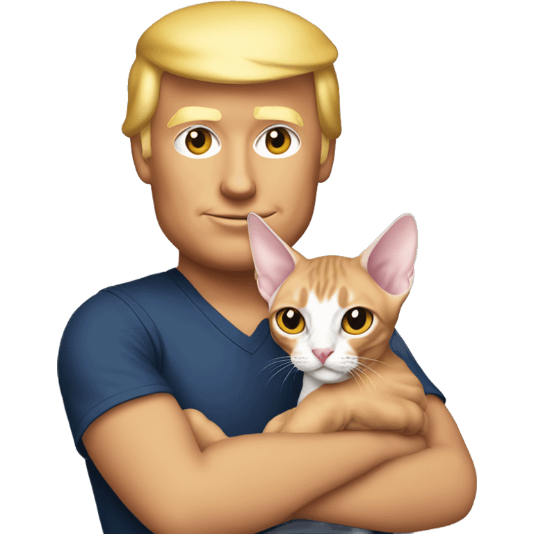 Donald trump holding a Devon Rex cat in his arms emoji