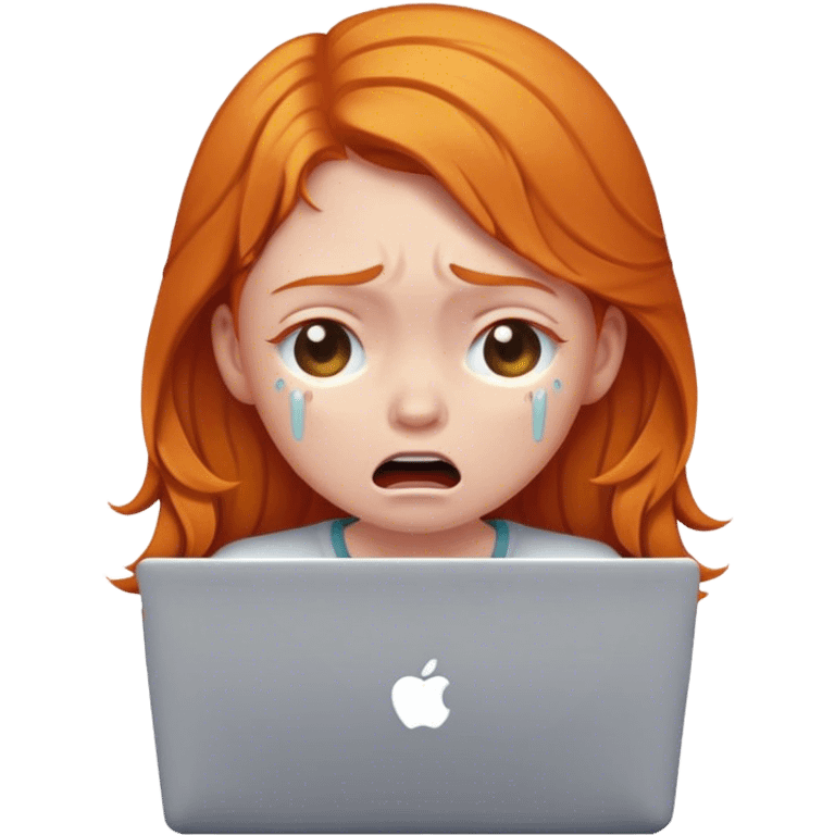 Ginger girl crying with laptop emoji