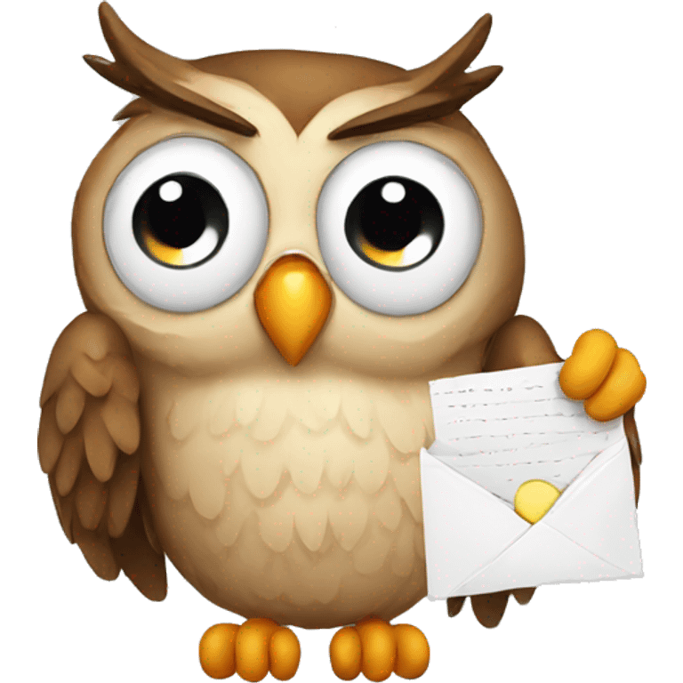 tired owl with a letter emoji