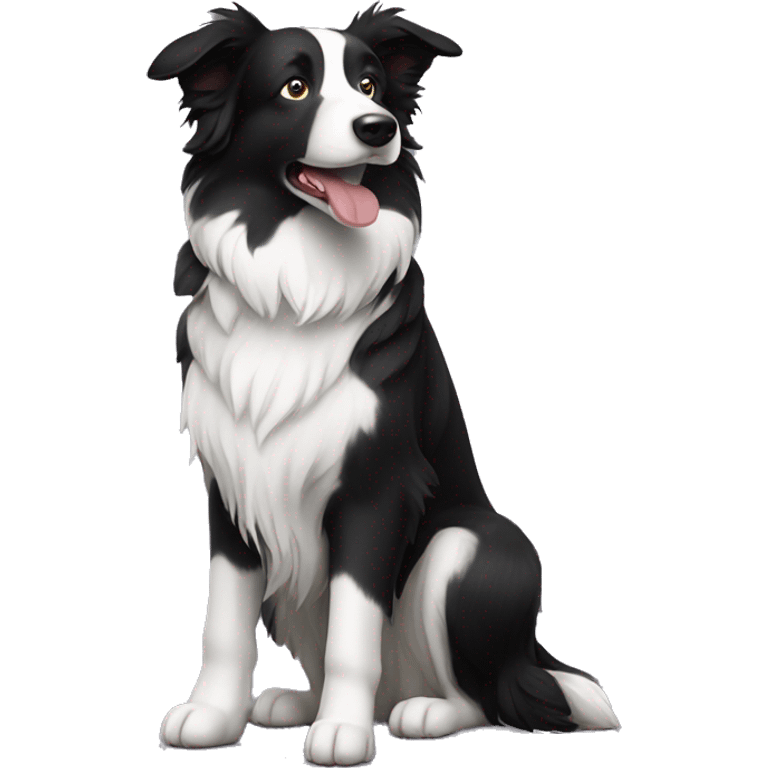 Black and white standard border collie emoji