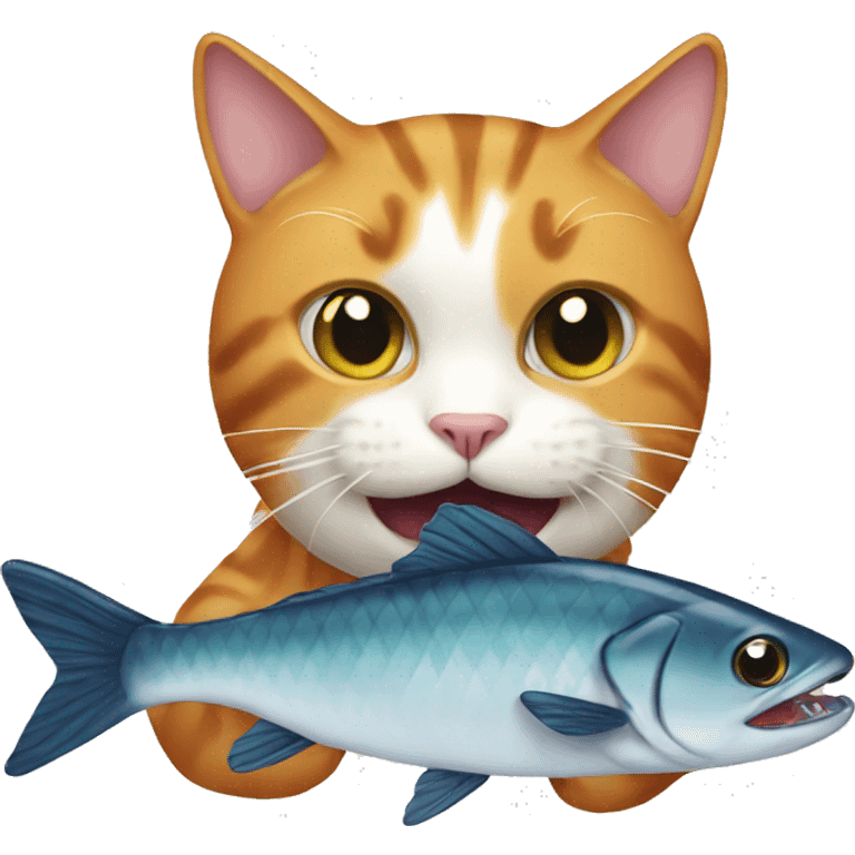 A cat eating fish emoji