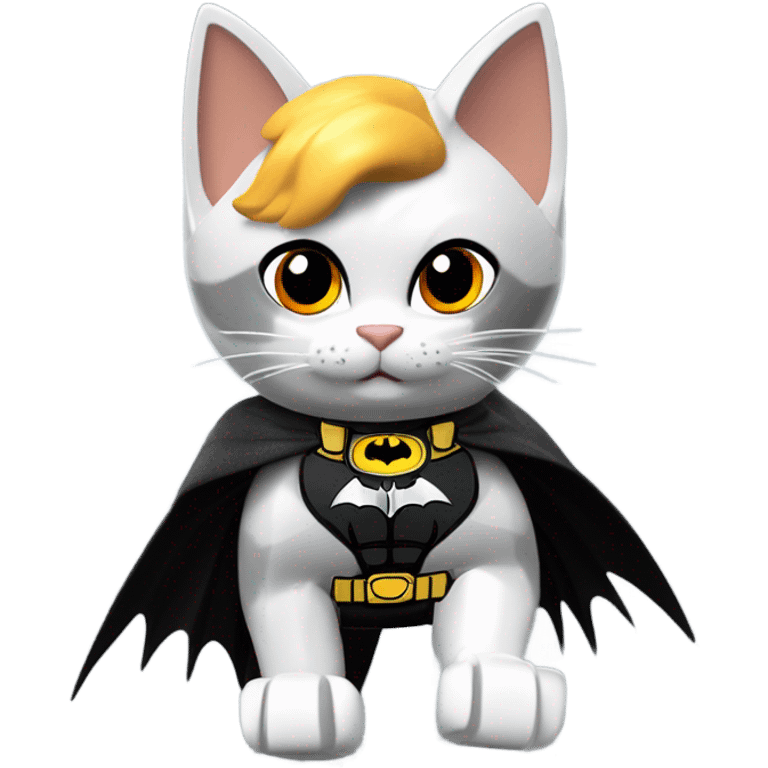 Lego Batman riding a Grey and black tabby kitten with white legs, razor sharp talons and wings of fire  emoji