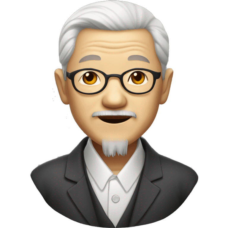 Chinese old man with nice suite emoji