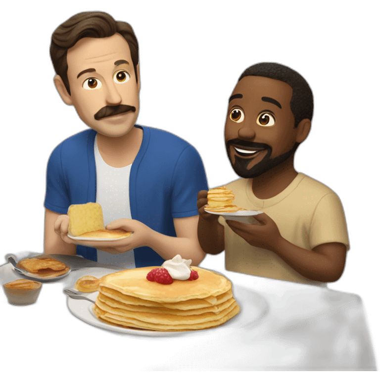 Ted Lasso eating pancakes with Jesus  emoji